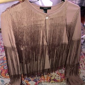 Forever 21 Dusty Rose Fringe Jacket